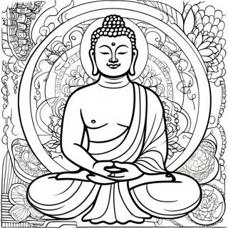 Page A Colorier De Meditation Paisible Avec Bouddha 11238-9214