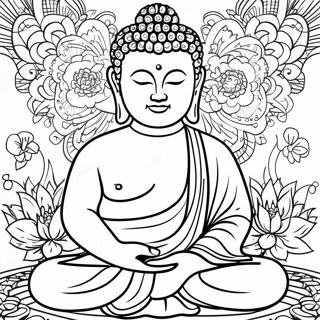 Page A Colorier De Meditation Paisible Avec Bouddha 11238-9216