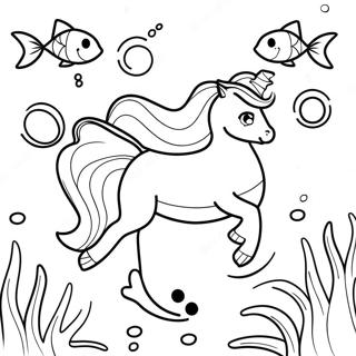 Page A Colorier Scene Sous Marine De Licorne Sirene Etincelante 11348-9303