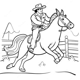 Page A Colorier De Cowboy Montant Un Cheval Retif 11488-9416