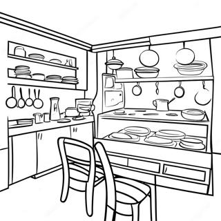 Page A Colorier De Scene De Cuisine De Restaurant 11597-9500