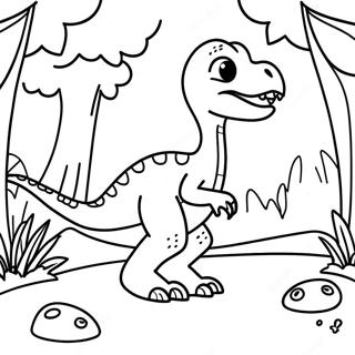 Page A Colorier Velociraptor Mignon Jouant Dans La Jungle 1172-940