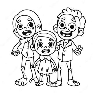 Page A Colorier De La Famille Zombie Mignonne 12048-9864