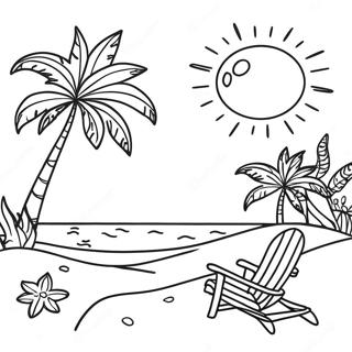 Page A Colorier De Plage Tropicale Ensoleillee 12058-9871