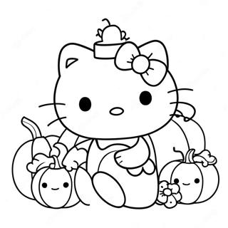 Page A Colorier De Hello Kitty Avec Une Citrouille 12448-10357