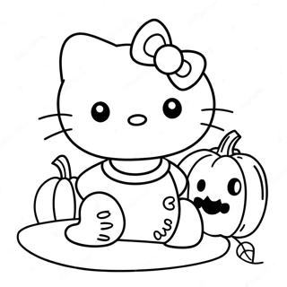 Page A Colorier De Hello Kitty Avec Une Citrouille 12448-10359