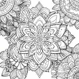 Page A Colorier De Mandala Floral En Niveaux De Gris Detaille 12537-10427