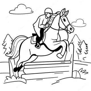 Page A Colorier De Cheval Sautant En Cross Country 12547-10436