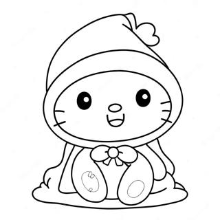 Page A Colorier Hello Kitty Avec Un Chapeau De Noel 12628-10509