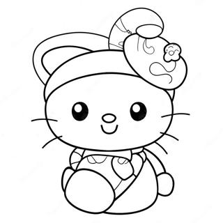 Page A Colorier Hello Kitty Avec Un Chapeau De Noel 12628-10510