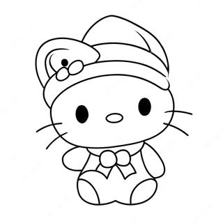 Page A Colorier Hello Kitty Avec Un Chapeau De Noel 12628-10511