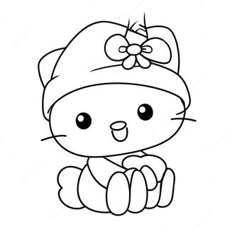 Page A Colorier Hello Kitty Avec Un Chapeau De Noel 12628-10512