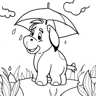 Page A Colorier Eeyore Sous Un Ciel Pluvieux 1282-1026