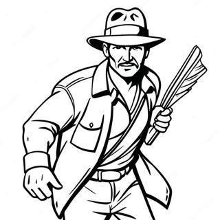 Page A Colorier Dindiana Jones Avec Un Fouet 12998-10801