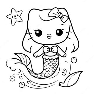 Page A Colorier Hello Kitty Sirene Mignonne Avec Etoile De Mer 13048-10841