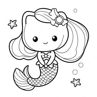 Page A Colorier Hello Kitty Sirene Mignonne Avec Etoile De Mer 13048-10842