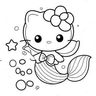 Page A Colorier Hello Kitty Sirene Mignonne Avec Etoile De Mer 13048-10843