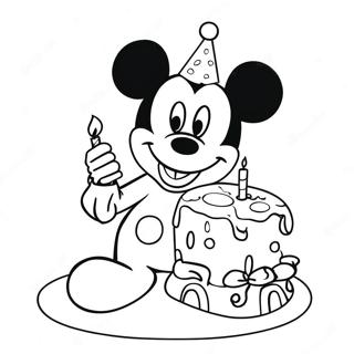 Page A Colorier De Mickey Mouse Avec Un Gateau Danniversaire 13579-11258