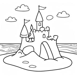 Page A Colorier De Beau Chateau De Sable Au Bord De Locean 13719-11369