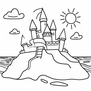 Page A Colorier De Beau Chateau De Sable Au Bord De Locean 13719-11372