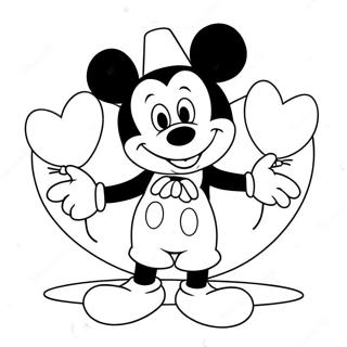 Page A Colorier De Mickey Mouse Tenant Des Ballons En Forme De Coeur 13739-11387