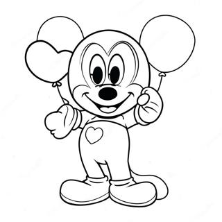 Page A Colorier De Mickey Mouse Tenant Des Ballons En Forme De Coeur 13739-11388