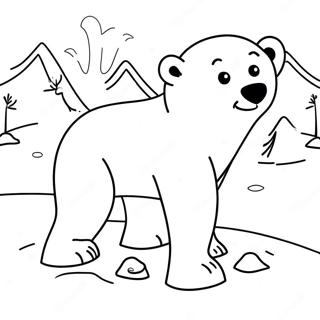 Adorable Ours Polaire Jouant Dans La Neige Page A Colorier 13889-11506