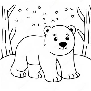 Adorable Ours Polaire Jouant Dans La Neige Page A Colorier 13889-11507