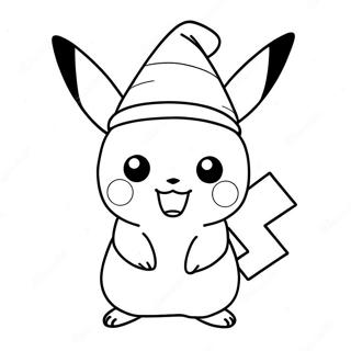 Pikachu Avec Un Chapeau De Noel A Colorier 14139-11714