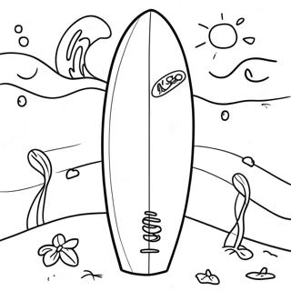 Page A Colorier Planche De Surf Coloree Sur La Plage 14500-11994