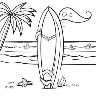 Page A Colorier Planche De Surf Coloree Sur La Plage 14500-11996