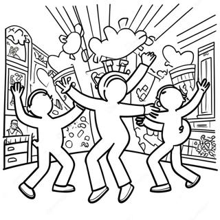 Page A Colorier Des Figures Dansantes De Keith Haring 14750-12193