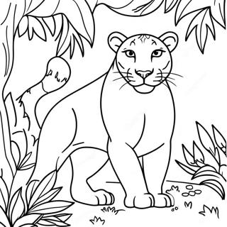 Page A Colorier Panthere Majestueuse Dans La Jungle 14840-12265