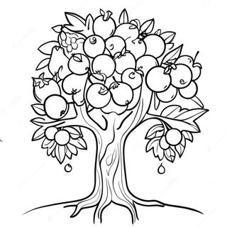 Page A Colorier Arbre De Tu Bishvat Avec Des Fruits 14889-12303