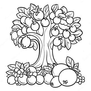 Page A Colorier Arbre De Tu Bishvat Avec Des Fruits 14889-12304