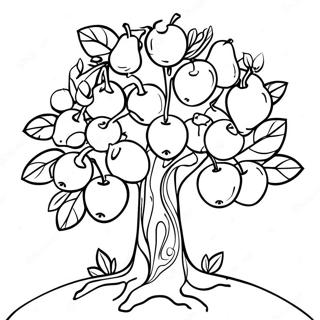 Page A Colorier Arbre De Tu Bishvat Avec Des Fruits 14889-12317