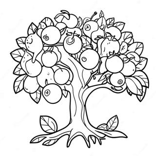 Page A Colorier Arbre De Tu Bishvat Avec Des Fruits 14889-12318