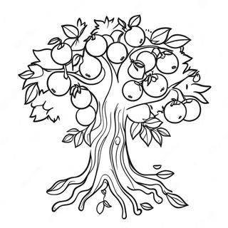 Page A Colorier Arbre De Tu Bishvat Avec Des Fruits 14889-12319