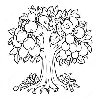 Page A Colorier Arbre De Tu Bishvat Avec Des Fruits 14889-12320