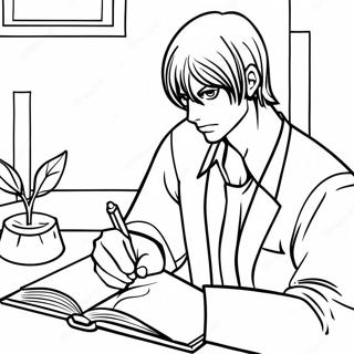 Page A Colorier Light Yagami Ecrivant Dans Son Carnet 15100-12489