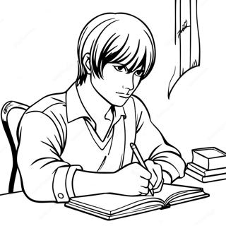 Page A Colorier Light Yagami Ecrivant Dans Son Carnet 15100-12491