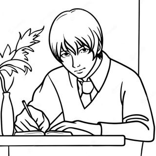 Page A Colorier Light Yagami Ecrivant Dans Son Carnet 15100-12658