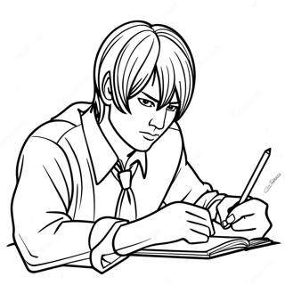 Page A Colorier Light Yagami Ecrivant Dans Son Carnet 15100-12659