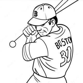 Page A Colorier Joueur Des Boston Red Sox Balayant La Batte 15120-12507