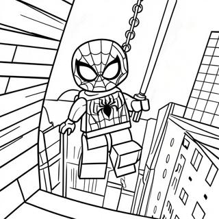 Page A Colorier De Lego Spiderman Se Balancant A Travers La Ville 15260-12618