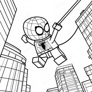 Page A Colorier De Lego Spiderman Se Balancant A Travers La Ville 15260-12619