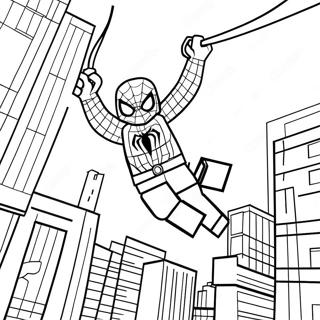 Page A Colorier De Lego Spiderman Se Balancant A Travers La Ville 15260-12620