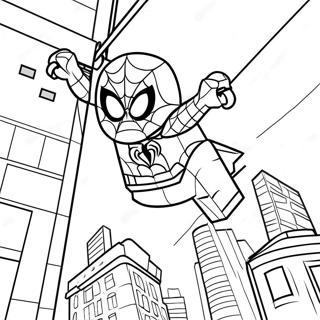 Page A Colorier De Lego Spiderman Se Balancant A Travers La Ville 15260-12785