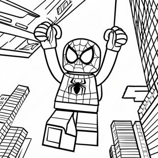 Page A Colorier De Lego Spiderman Se Balancant A Travers La Ville 15260-12786