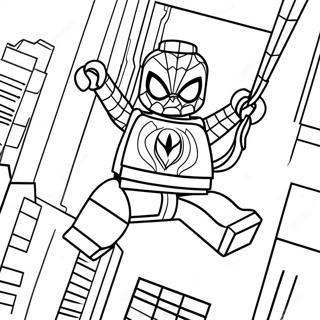 Page A Colorier De Lego Spiderman Se Balancant A Travers La Ville 15260-12788